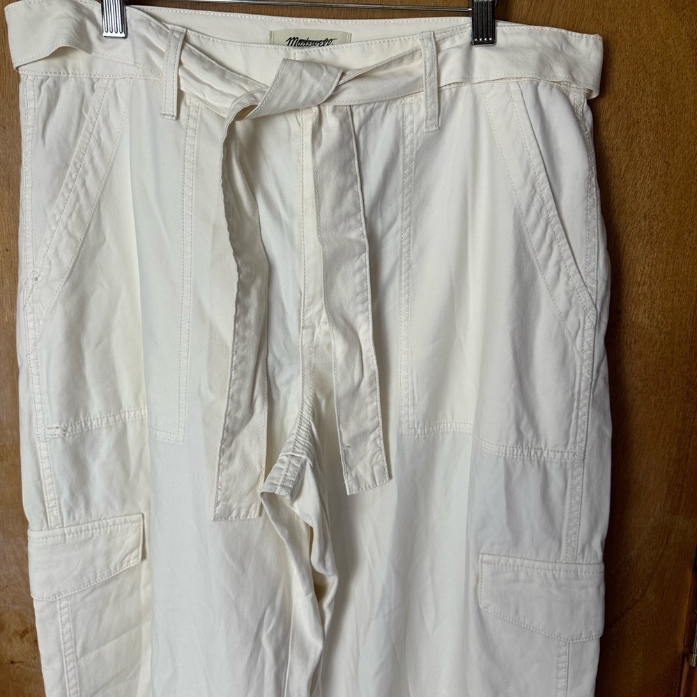 Madewell Griff Superwide Leg Cargo Pants Vintage Canvas Cream size 25 NWT - Picture 6 of 12